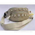 Women raffia color promotional straw waist bag